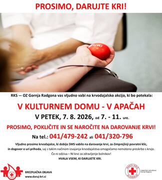 RKS OZ GORNJA RADGONA KA APAČE KULTURNI DOM NAJAVA PETEK 7 AVGUST 2026
